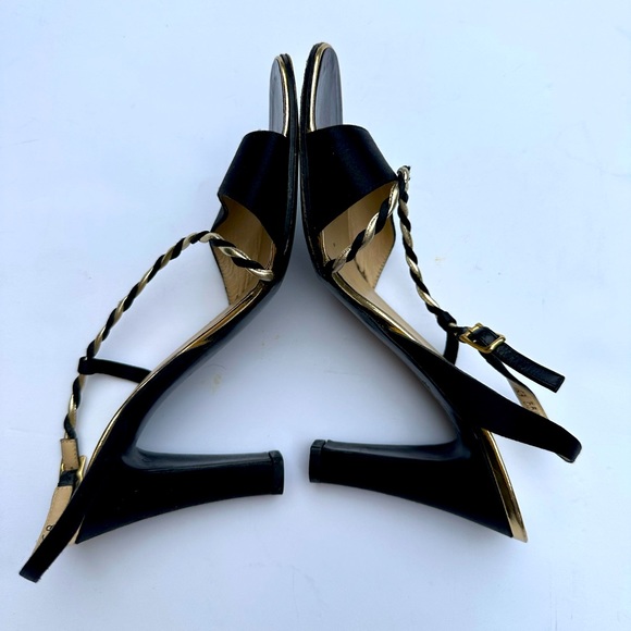 Bruno Magli Vintage Women's Size 6B Made In Italy Black and Gold Heels - Picture 4 of 7
